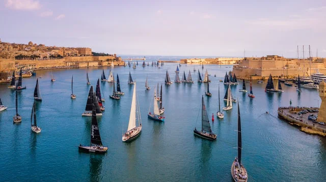 Sailboats moored in Malta's Grand Harbour